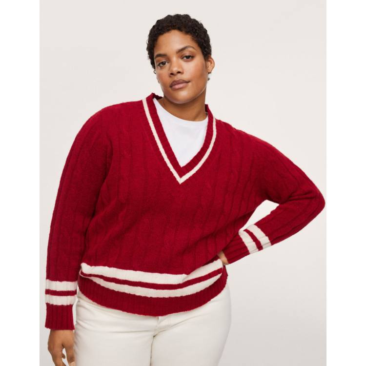 Cable knit shop varsity sweater