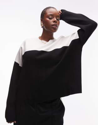 Mango Curve Contrast Base Sweater In White