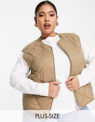 Mango Diamond Quilted Vest In Camelneutral ModeSens