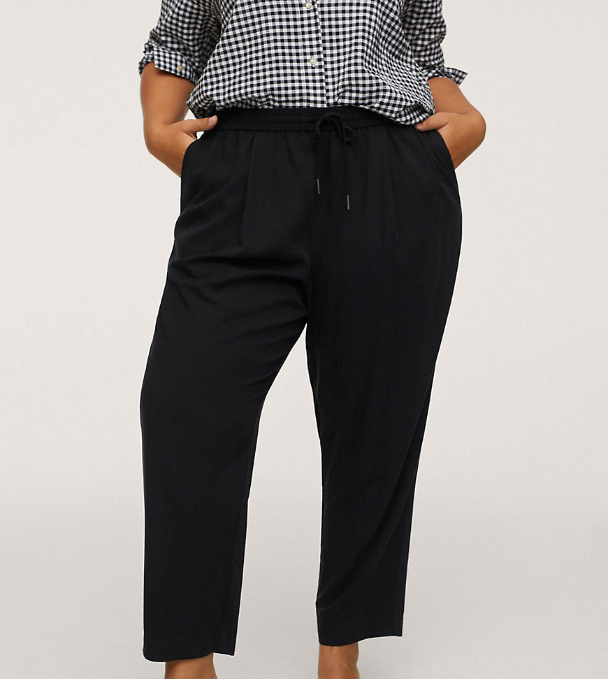 Plus-size trousers by Mango Waist-down dressing High rise Elasticated waist Side pockets Regular, tapered fit