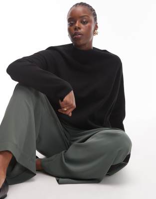 Mango Mango curve high neck jumper in black