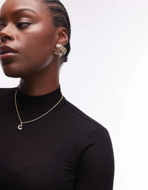 Mango curve high neck soft touch top in black ASOS