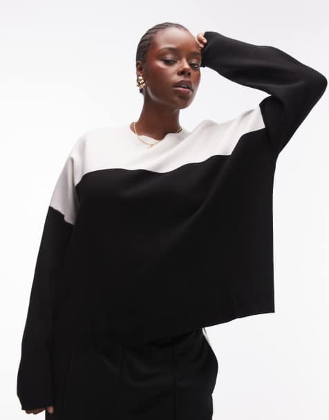 Mango Curve - Pull basique effet contrastant - Blanc - view 1