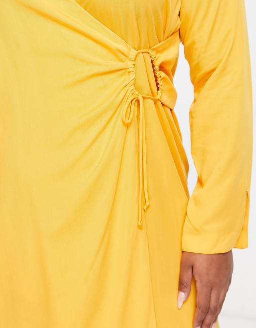 Mango Curve - Robe chemise mi-longue nouée devant - Orange vif, 3 de 4