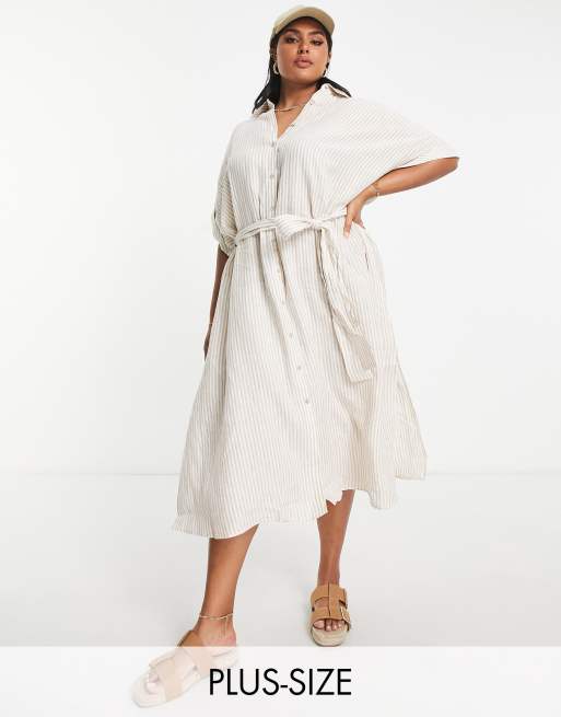 Mango Curve Robe chemise nou e en lin ray cru