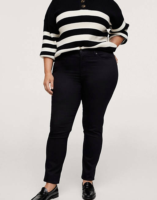 Jeans Mango Curve straight leg jeans in black 