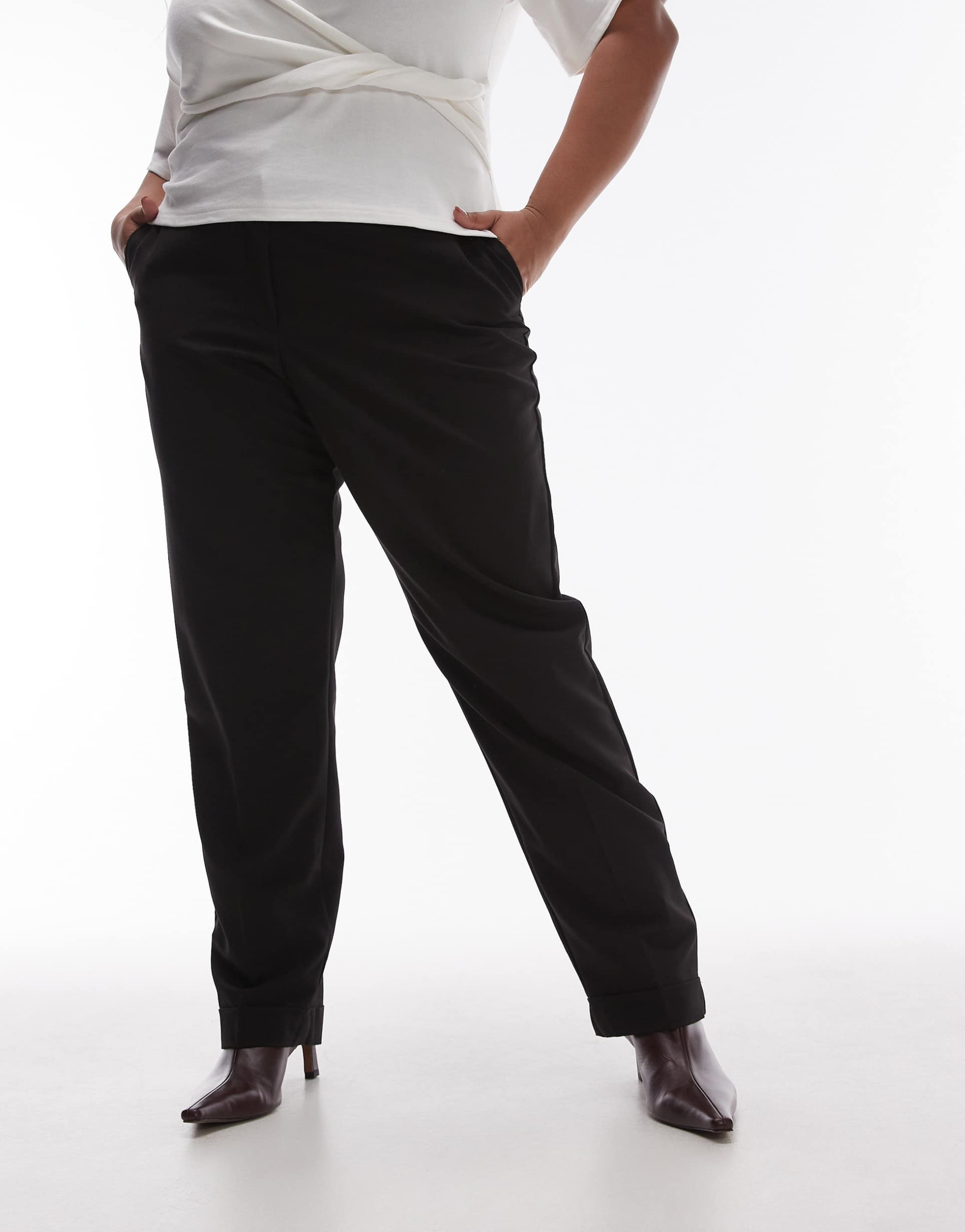 mango curve suit slim pants in black