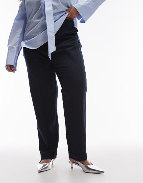 Mango Curve suit slim pants in navy - view 1
