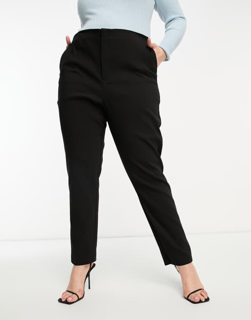 Mango Curve tailored straight leg pants in black