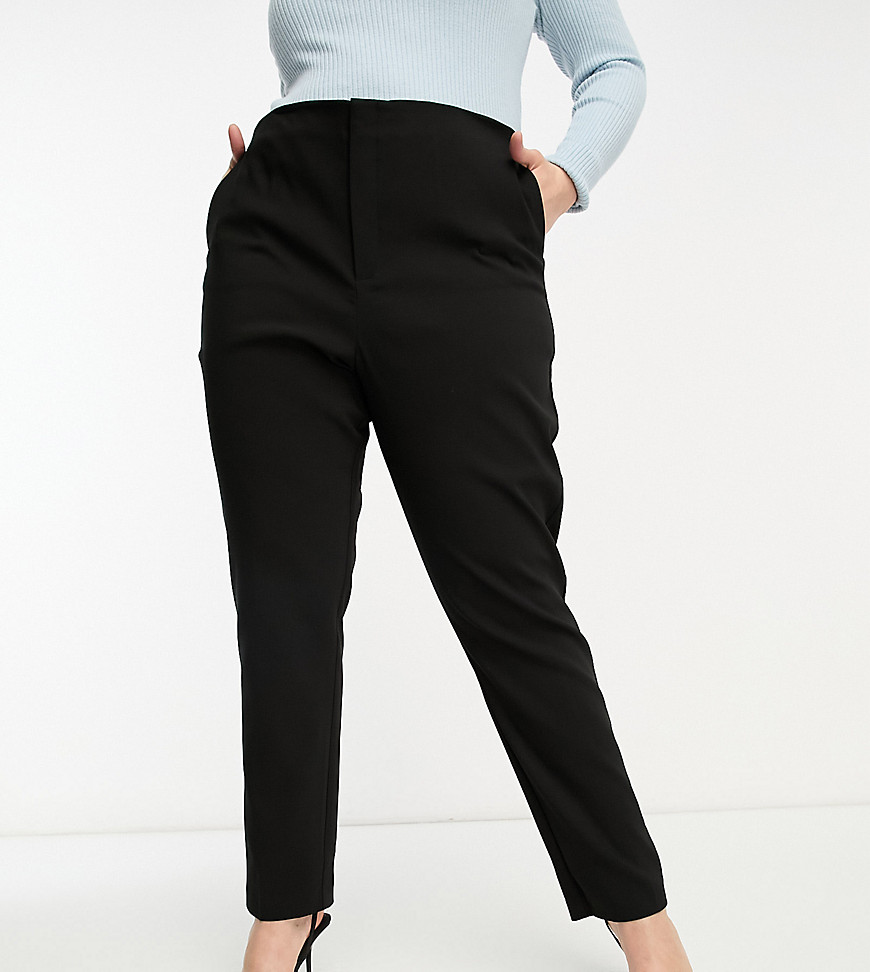 Mango Curve tailored straight leg trousers in black