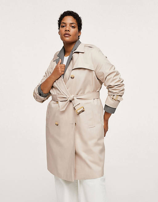 Coats & Jackets Mango Curve trench coat in beige 