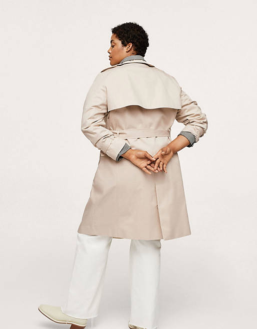 Coats & Jackets Mango Curve trench coat in beige 