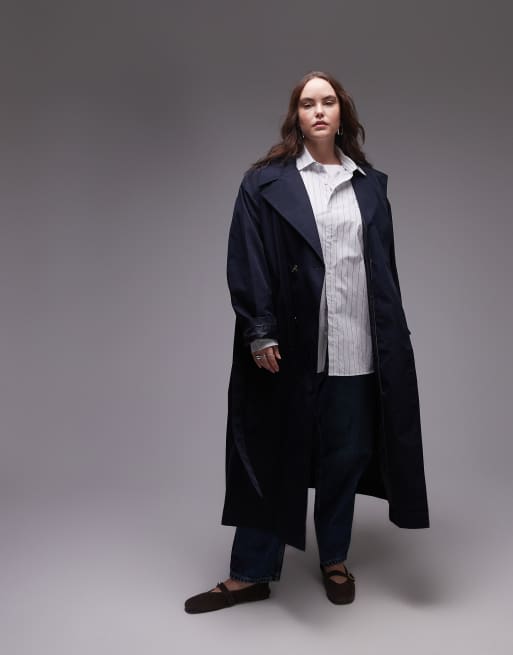 Mango curve trench coat in black