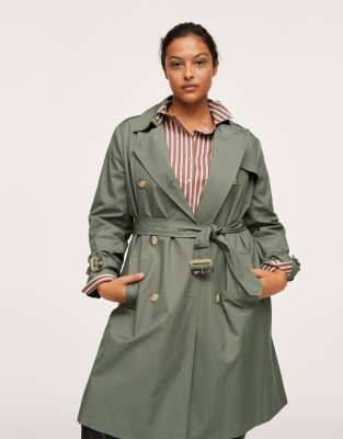 Mango Curve trench coat in khaki