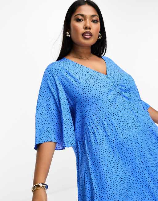 Mango blue polka dot hot sale dress