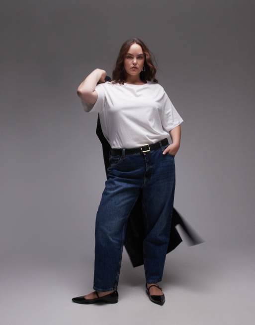 Mango Curve – Vit t-shirt med rund halsringning
