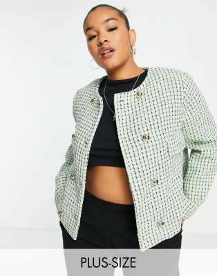 Mango Curve Woven Jacket In Green