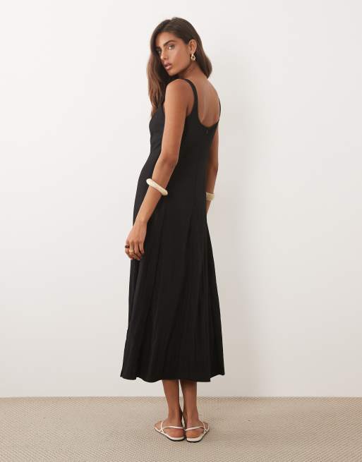 Mango cut out midaxi dress in black, 3 of 4