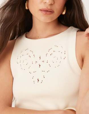 Mango Openwork Knit Minidress In Neutral