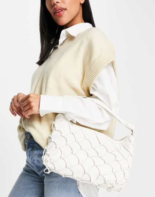 Mango cylinder baguette bag in white