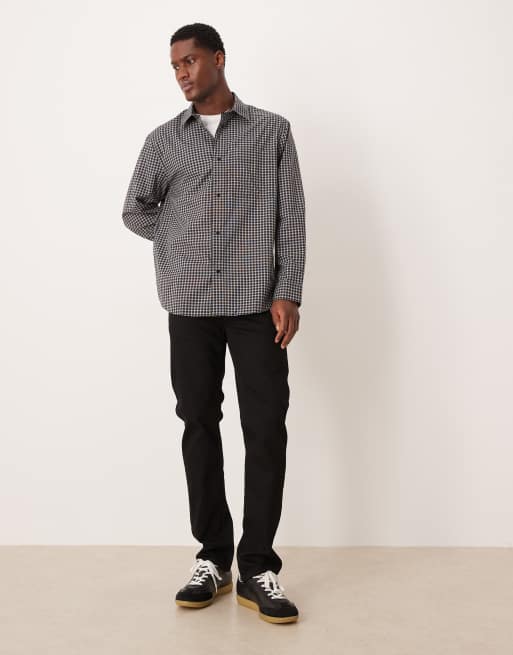 Mango – Czarna koszula bawełniana ze wzorem w kratę, 2 z 5