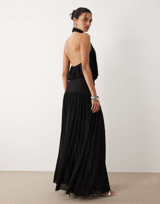  Mango – Czarna sukienka maxi z dekoltem halter i obniżoną talią , 2 z 4