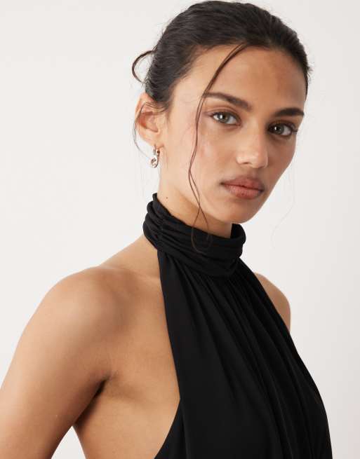  Mango – Czarna sukienka maxi z dekoltem halter i obniżoną talią , 4 z 4