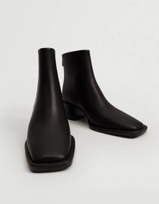 Mango – Czarne buty na średnim obcasie z kwadratowymi noskami