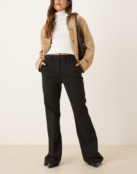 Mango tailored flare trouser in black