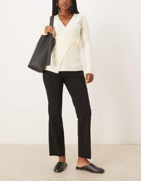 Mango tailored cropped trouser in black