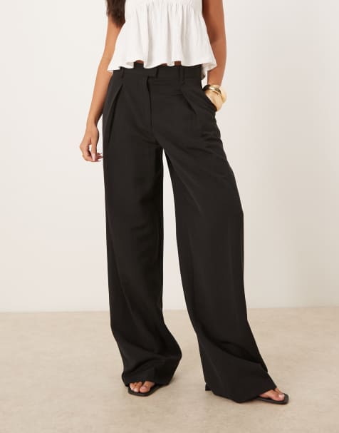 Mango pleat front tailored trouser in black
