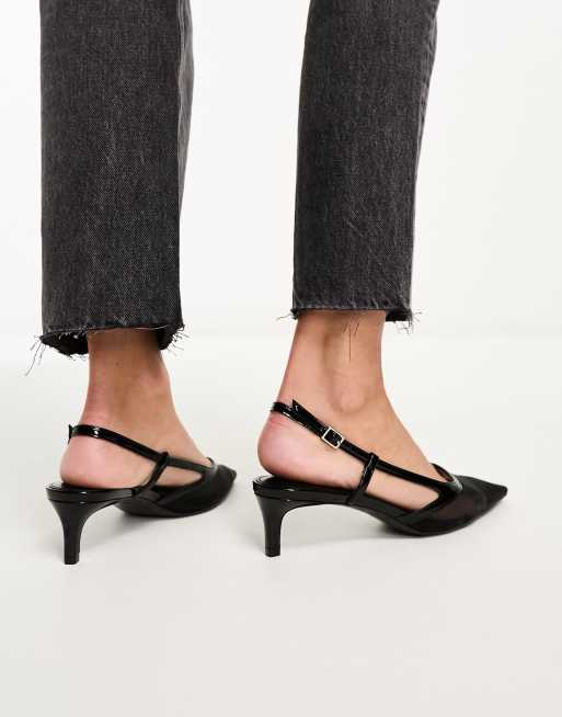 Mango – Czarne siateczkowe buty na obcasach-kaczuszkach z noskami w szpic, 4 z 4