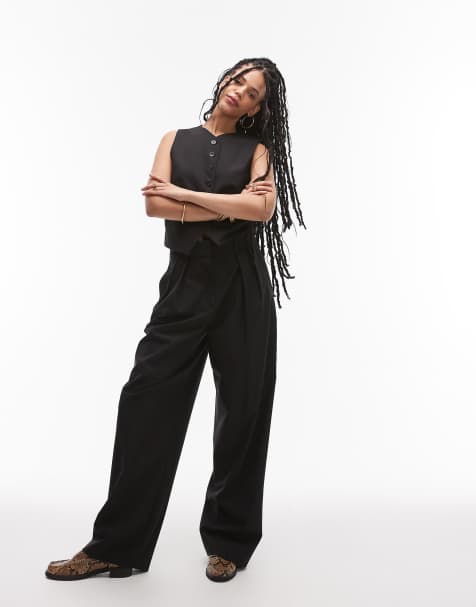 Mango relaxed straight fit trouser co-ord in black