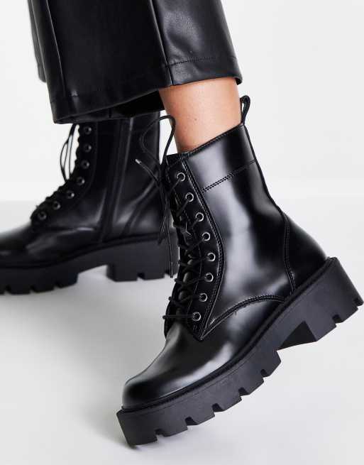 Mango – Czarne sznurowane buty do kostki