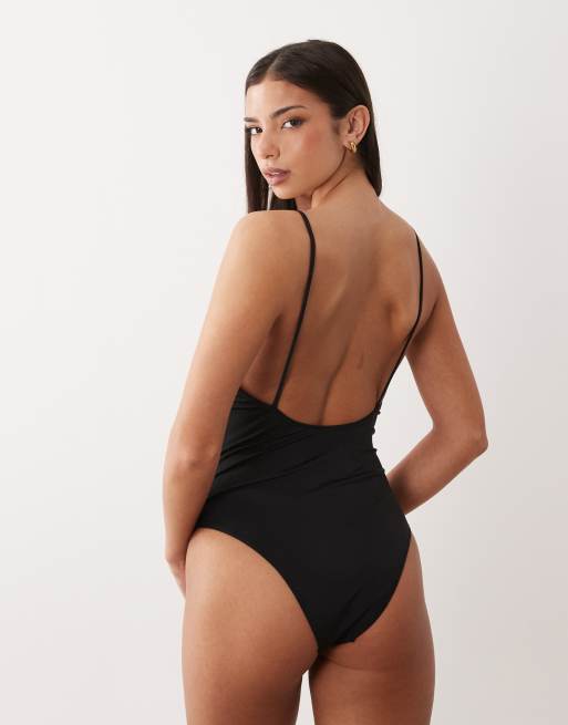 Mango – Czarny strój kąpielowy z różyczkami, 4 z 4