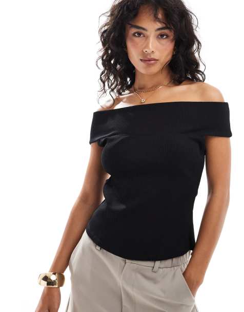 Mango – Czarny top z dekoltem bardot - view 1