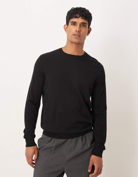 Mango wool round neck jumper in black 