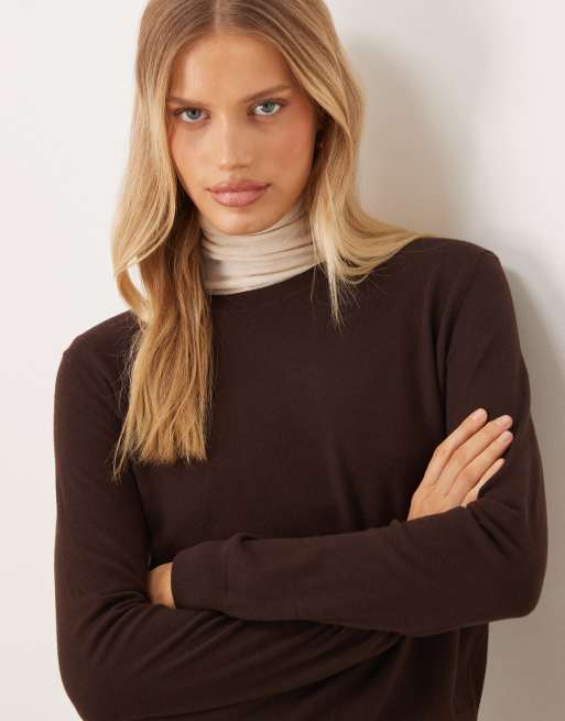 Mango – Czekoladowy lekki sweter z okrągłym dekoltem, 2 z 4