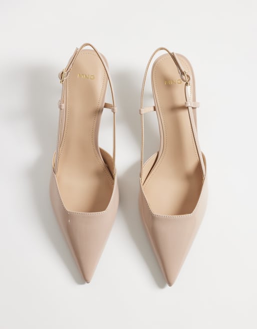Mango czółenka slingback na obcasie w beżowym kolorze, 2 z 4