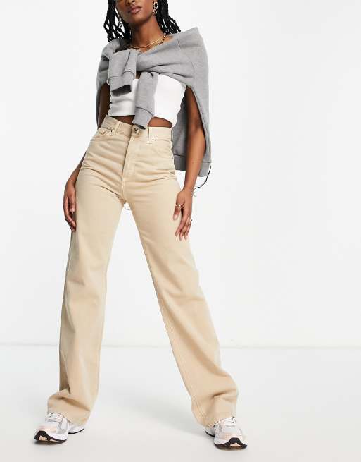 Mango - Dad jeans met wijde pijpen in camel