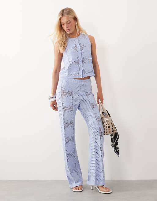 Mango – Daisy – Ärmelloses Strickoberteil in Pastellblau, Kombiteil, 2 von 4