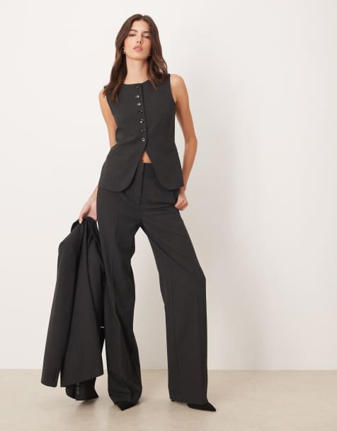 Mango - Daisy - Elegante broek in antracietgrijs, deel van 3-delige co-ord set - view 1