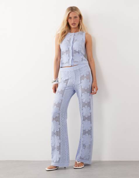 Mango Daisy knit pants in pastel blue - part of a set - view 1