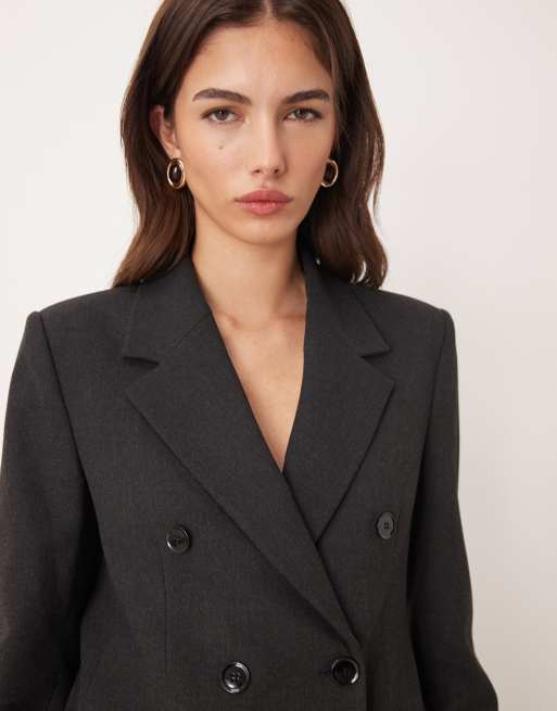 Mango Daisy tailored 3 piece set blazer co-ord in charcoal, 3 of 4