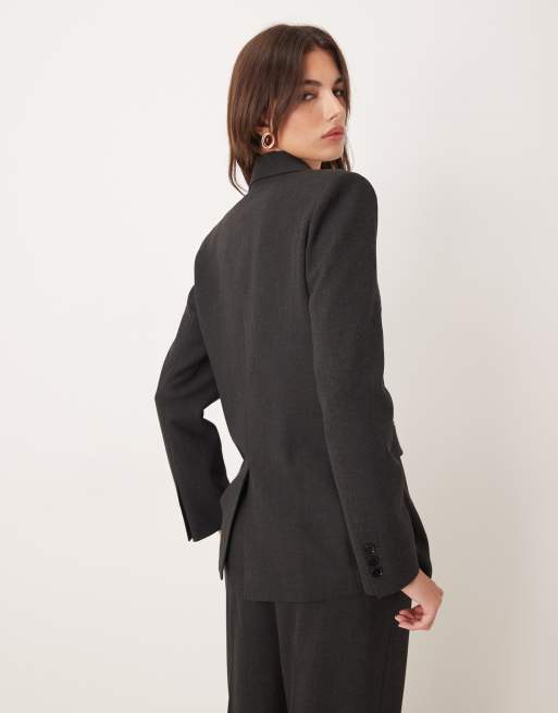 Mango Daisy tailored 3 piece set blazer co-ord in charcoal, 4 of 4