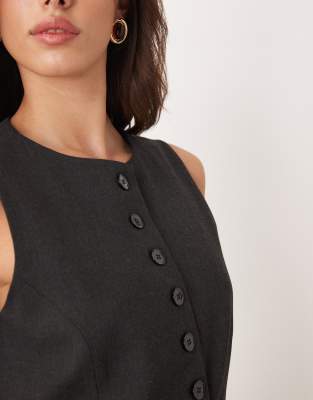 Mango Daisy Tailored 3 Piece Set Vest In Black