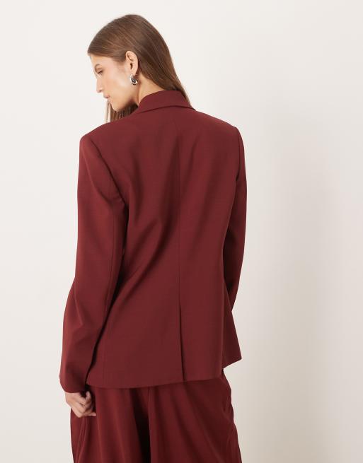 Mango Dani oversized blazer in dark red - part of a set, 2 of 4