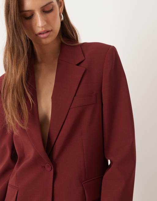Mango Dani oversized blazer in dark red - part of a set, 4 of 4