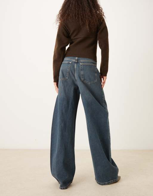 Mango Danielle 100% cotton baggy jean in dark blue, 3 of 5
