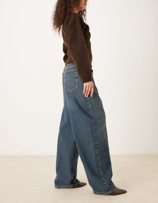 Mango - Danielle - Baggy jeans van katoen in donkerblauw, 2 van 5